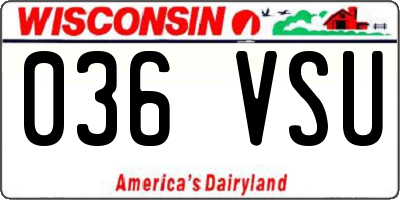 WI license plate 036VSU