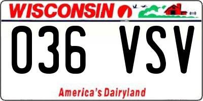 WI license plate 036VSV