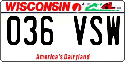 WI license plate 036VSW