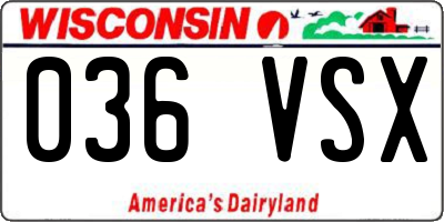 WI license plate 036VSX