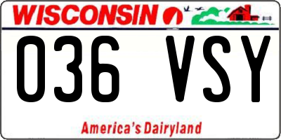 WI license plate 036VSY