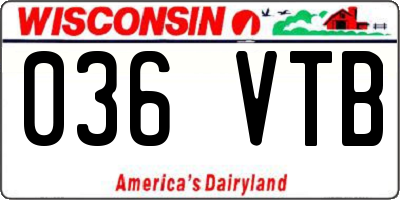 WI license plate 036VTB