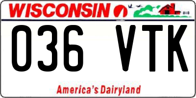 WI license plate 036VTK