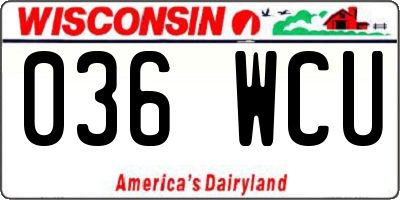 WI license plate 036WCU