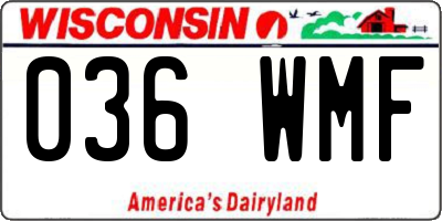 WI license plate 036WMF