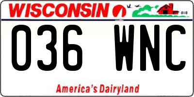 WI license plate 036WNC