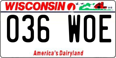 WI license plate 036WOE