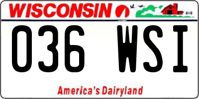 WI license plate 036WSI