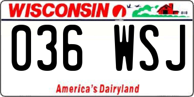 WI license plate 036WSJ
