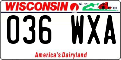 WI license plate 036WXA