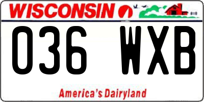 WI license plate 036WXB