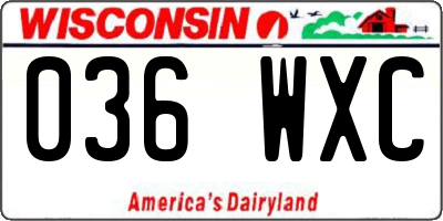 WI license plate 036WXC