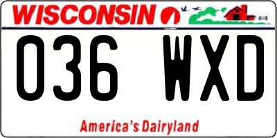 WI license plate 036WXD