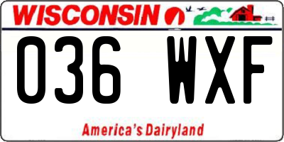 WI license plate 036WXF