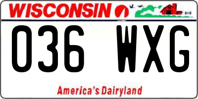 WI license plate 036WXG