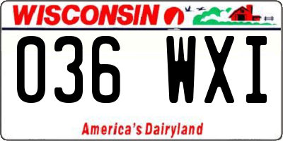 WI license plate 036WXI