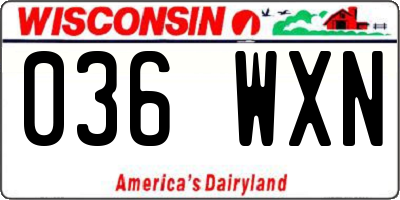 WI license plate 036WXN