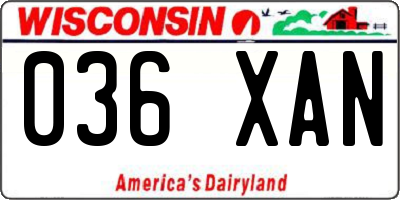 WI license plate 036XAN