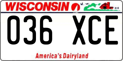 WI license plate 036XCE