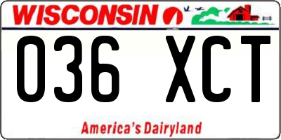 WI license plate 036XCT