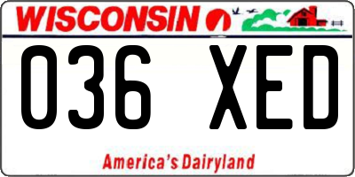 WI license plate 036XED