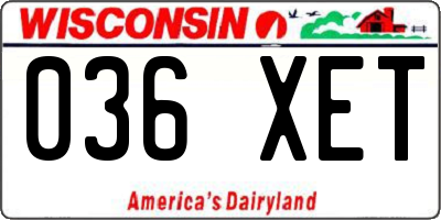 WI license plate 036XET