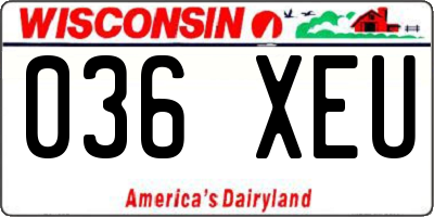 WI license plate 036XEU