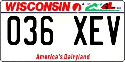 WI license plate 036XEV