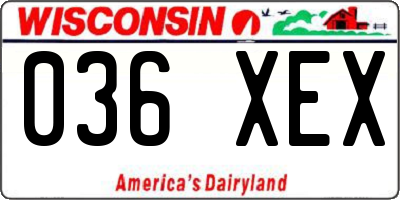 WI license plate 036XEX