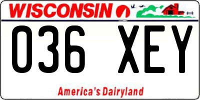 WI license plate 036XEY