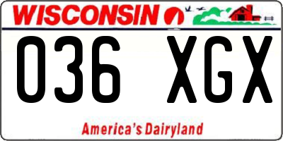 WI license plate 036XGX