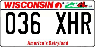 WI license plate 036XHR