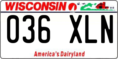 WI license plate 036XLN