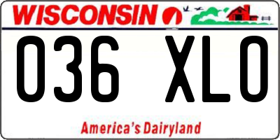 WI license plate 036XLO