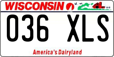 WI license plate 036XLS