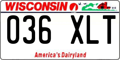 WI license plate 036XLT