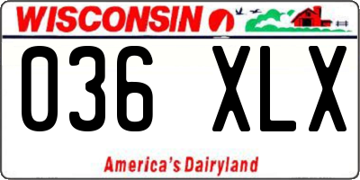 WI license plate 036XLX