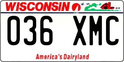 WI license plate 036XMC