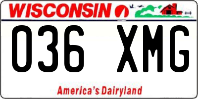WI license plate 036XMG