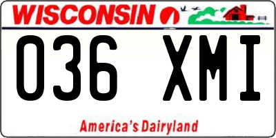 WI license plate 036XMI