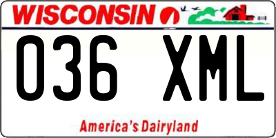 WI license plate 036XML