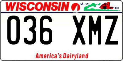 WI license plate 036XMZ