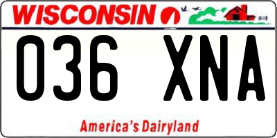 WI license plate 036XNA