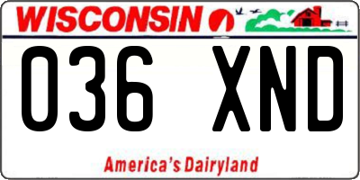 WI license plate 036XND