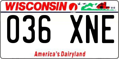 WI license plate 036XNE