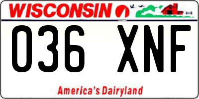 WI license plate 036XNF