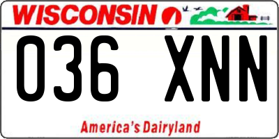 WI license plate 036XNN