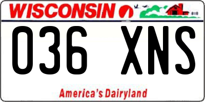 WI license plate 036XNS