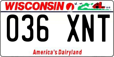 WI license plate 036XNT