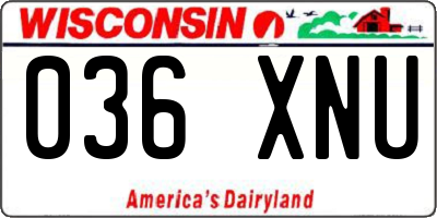 WI license plate 036XNU